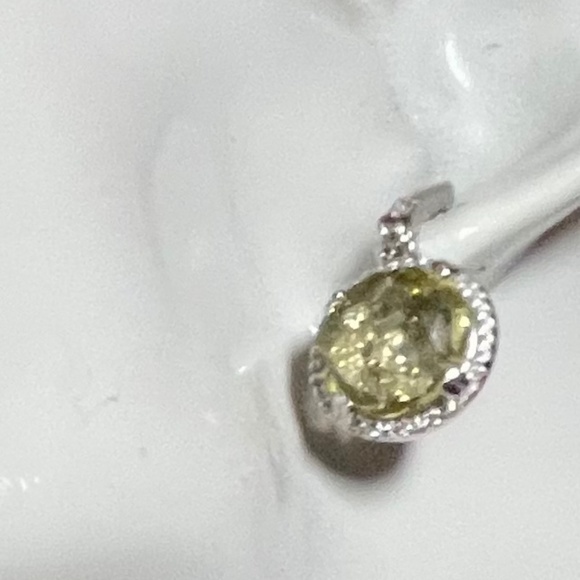 Natural Top Yellow Lemon Quartz White Gold Plated Sterling Earrings - Picture 7 of 7